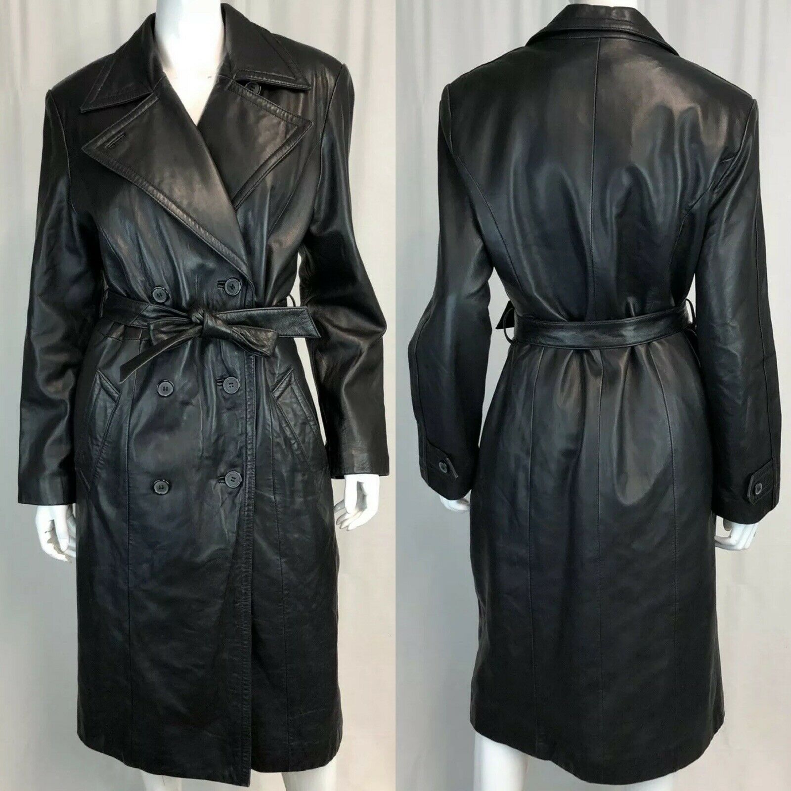 eBay Leather: Vintage Danier black leather trench coat