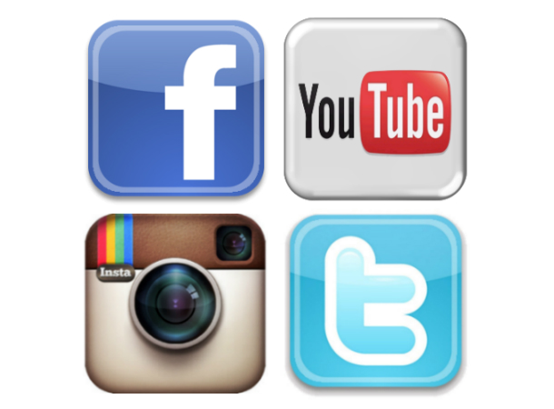 Facebook, Twitter, Instagram, YouTube