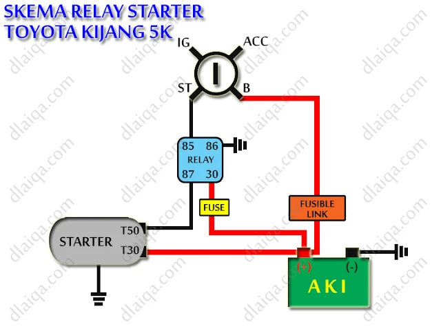 skema starter modifikasi (dengan relay)