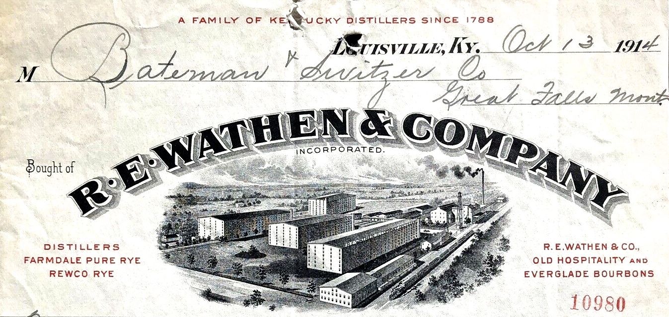 Kentucky Whiskey E Everglade Brand Wathen & Company R Louisville 