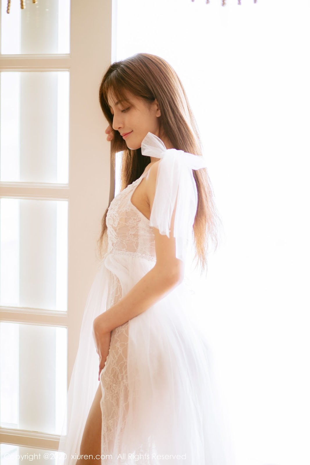 XIUREN No.1914 - Chinese model 林文文Yooki so Sexy with Transparent White Lace Dress - Picture 57