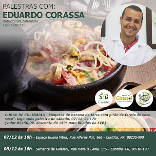 PALESTRA CRUDIVORISMO E NUTRIÇÂO VEGANA EM CURITIBA 7 e 8 de DEZEMBRO 2019