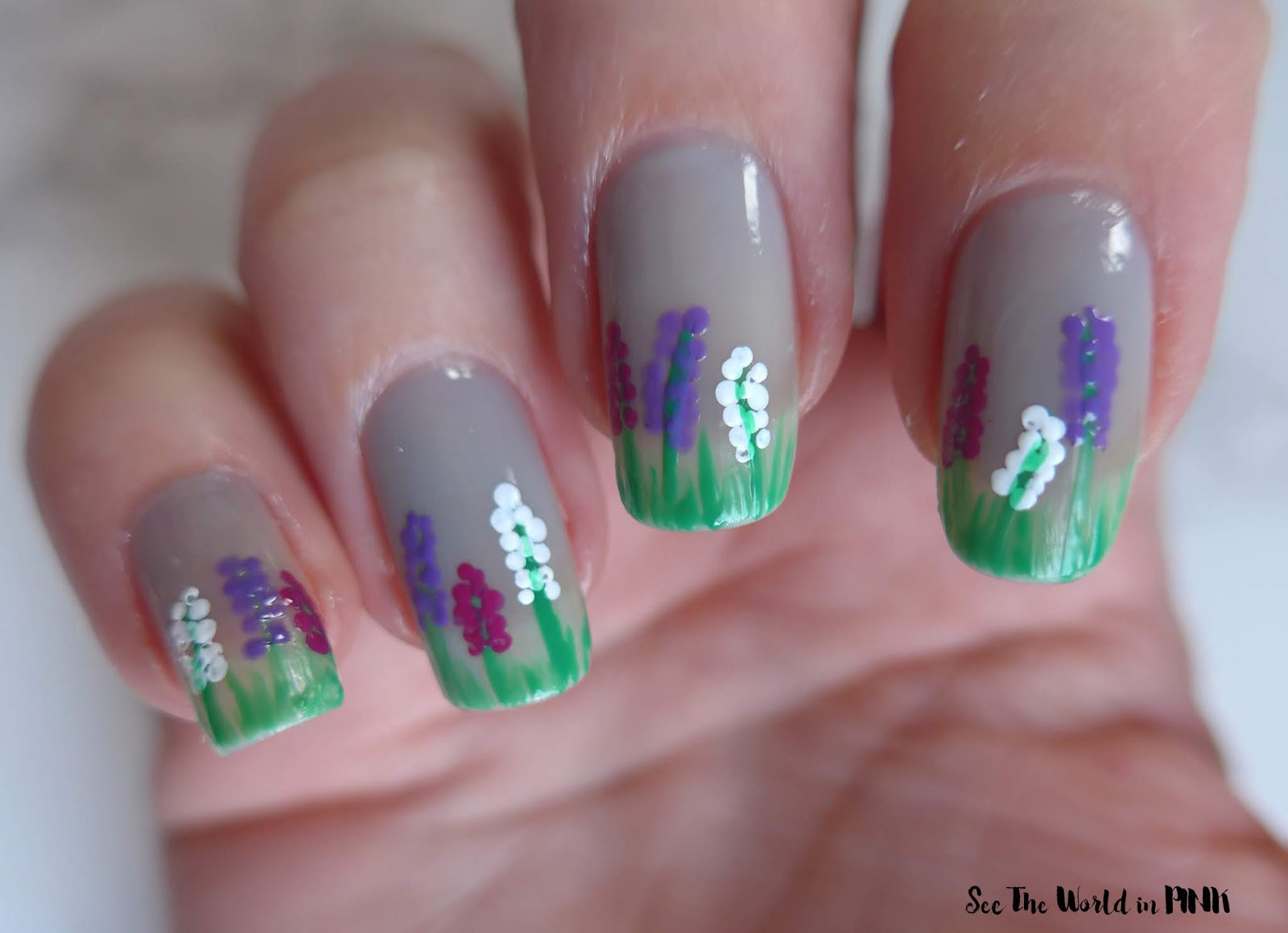 Manicure Monday - Hyacinth Flower Garden Nail Art | See the World in PINK