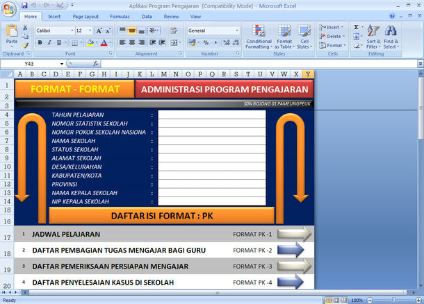Aplikasi Format Administrasi Program Pengajaran dengan Microsoft Excel Aplikasi Format Administrasi Program Pengajaran dengan Microsoft Excel