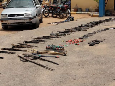 Photos: Police, renowned hunter kill three armed robbers during fierce shootout in Bauchi, recover arms
