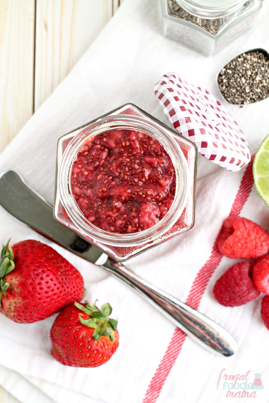 Frugal Foodie Mama StrawberryRaspberry Lime Chia Jam