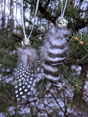 Silver beaded chicken feather ornaments, craft