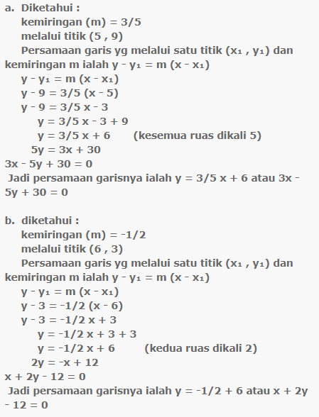 Jawaban Buku Matematika Kelas 8 Ayo Kita Berlatih 44 Hal 167 - 169 Tuliskan Persamaan Garis - Ilmu Cepat Pintar