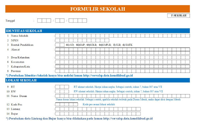 Download Formulir Sekolah Dapodik dan Panduannya
