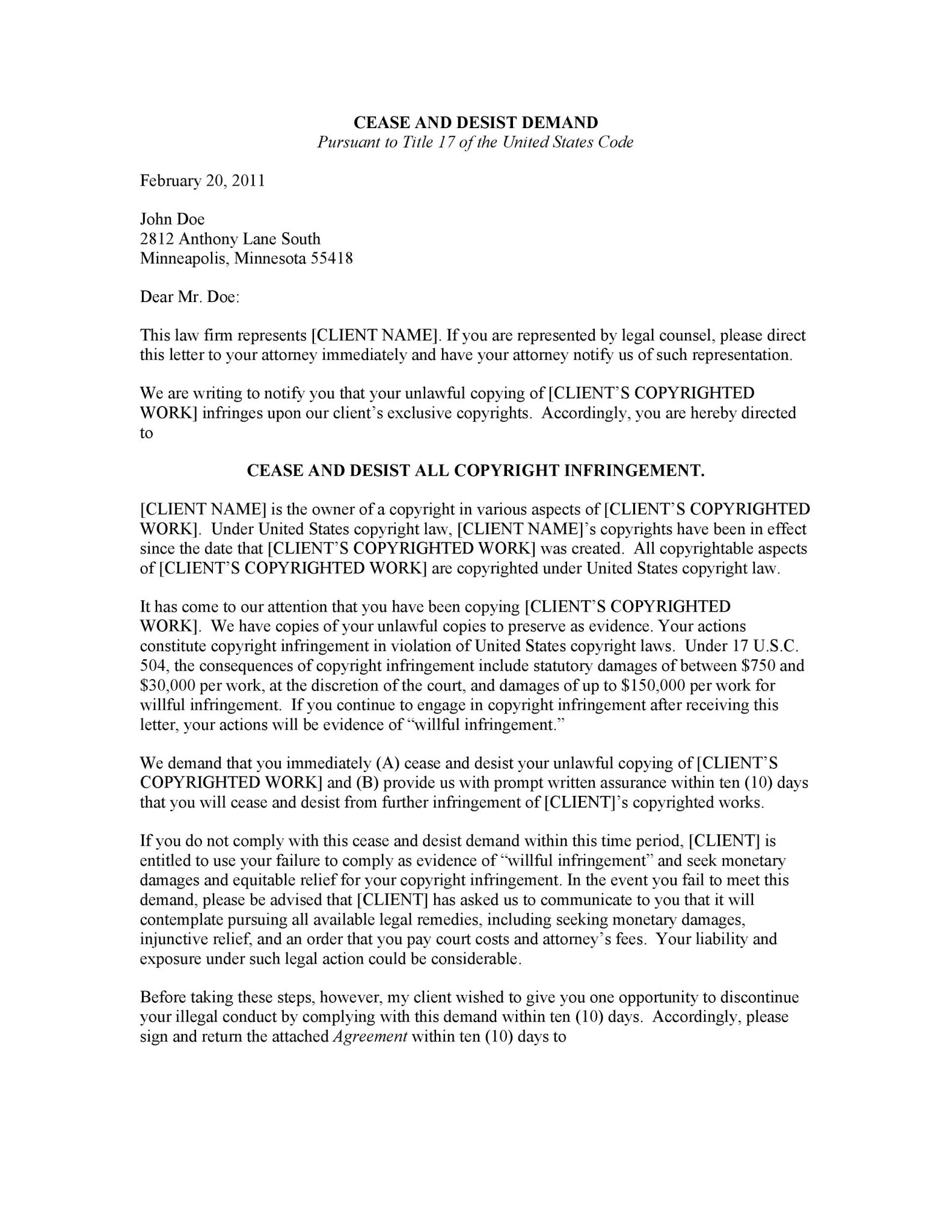 Cease And Decease Letter Template ~ Resume Letter Cease And Decease Letter Template ~ Resume Letter