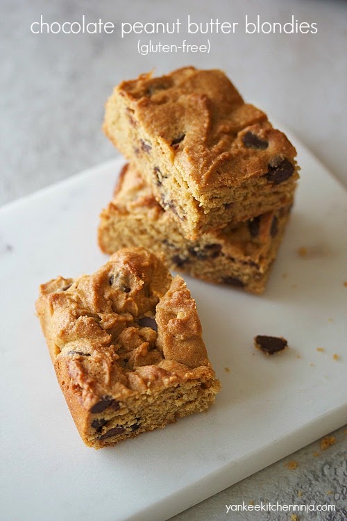 Chocolate peanut butter blondies (glutenfree) Yankee Kitchen Ninja