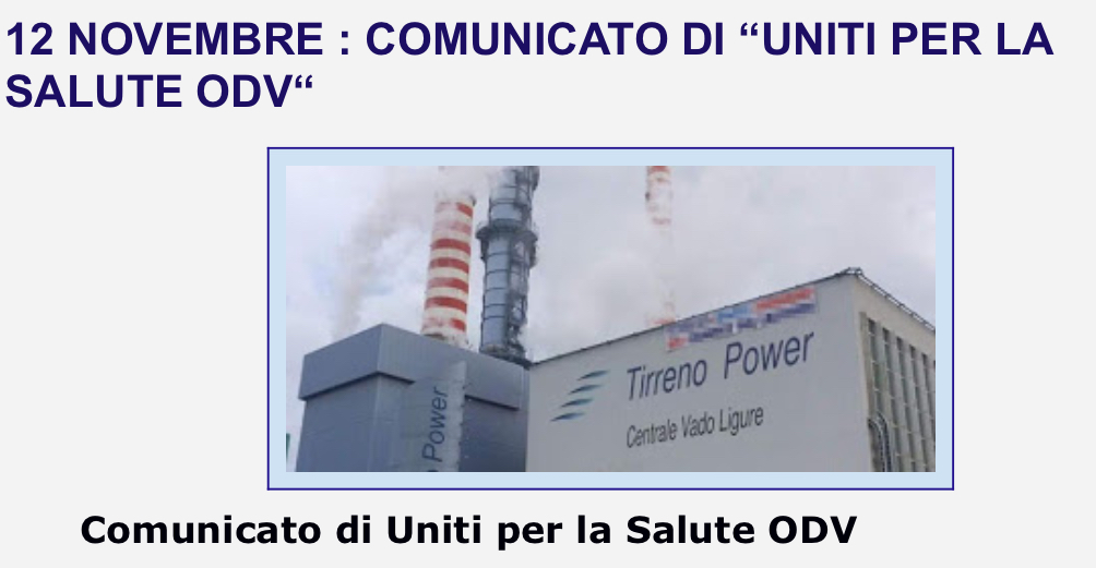 12 NOVEMBRE : COMUNICATO DI “UNITI PER LA SALUTE ODV“