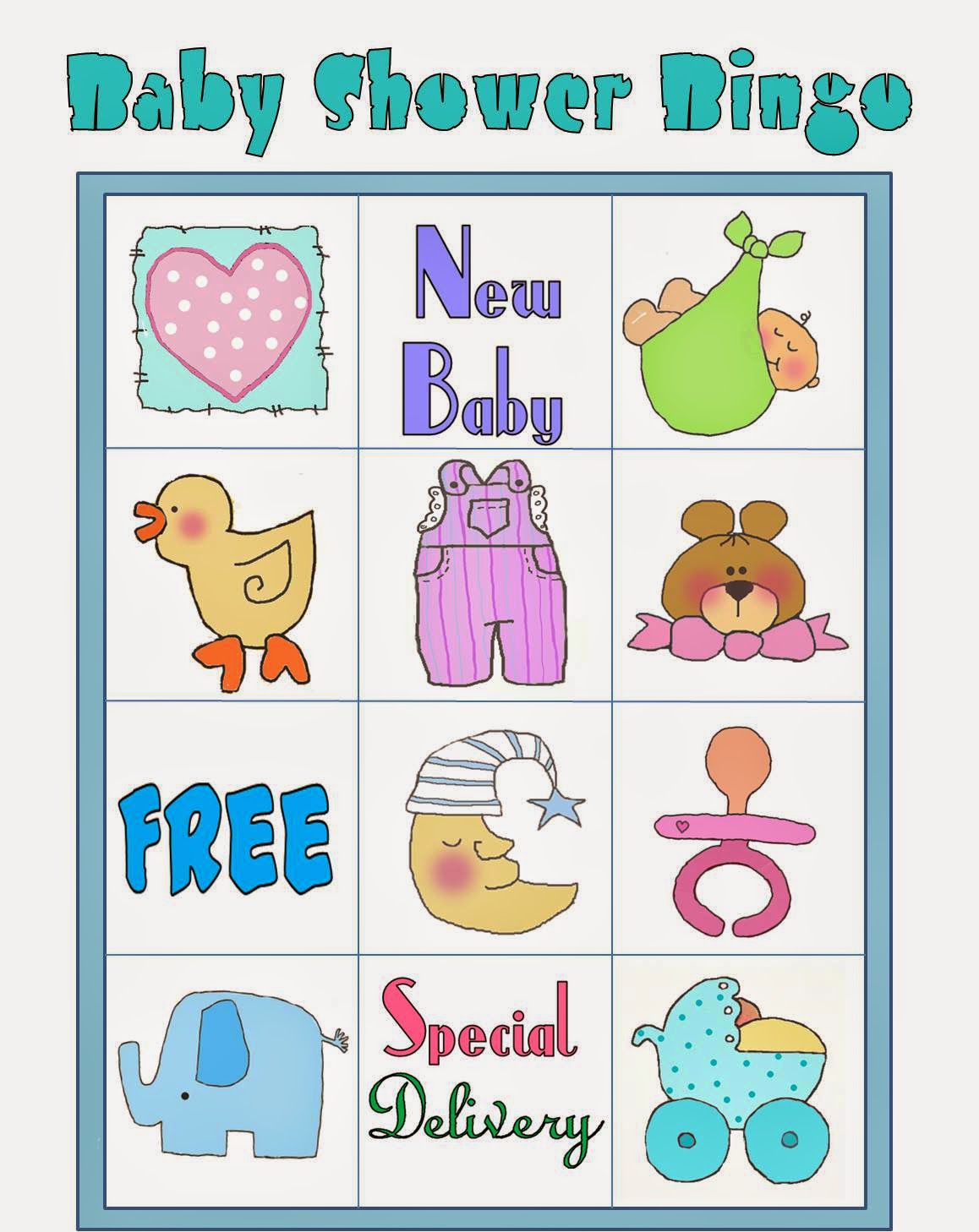 Bingo para Baby Shower para Imprimir Gratis. 