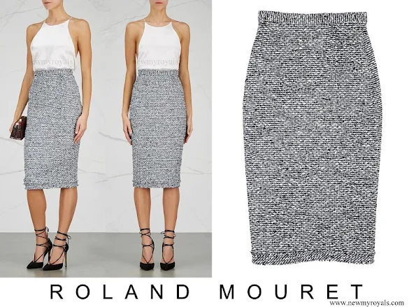 Queen Rania wore Roland Mouret Norley High waisted Tweed Pencil Skirt