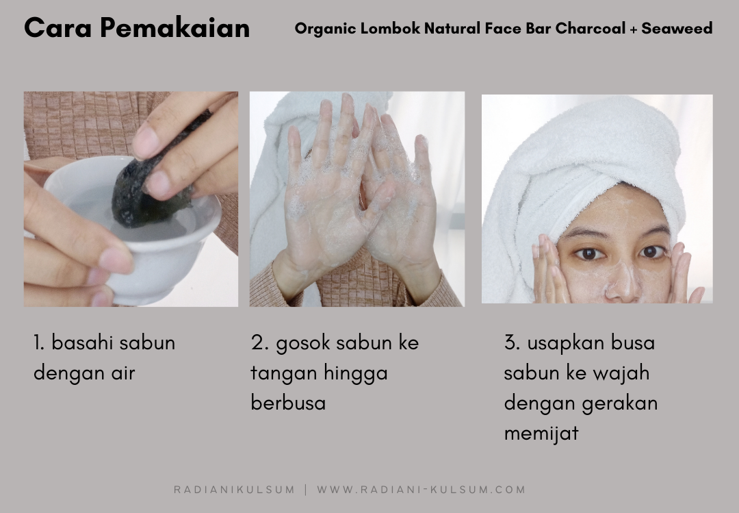 Organic Lombok Spirusea Natural Face Bar Charcoal + Seaweed, Skincare Alami Anti Jerawat