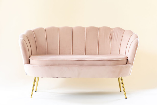 At Last Wedding + Event Design pink couch rental
