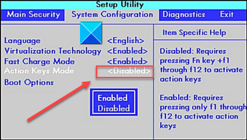 アクションキーモード