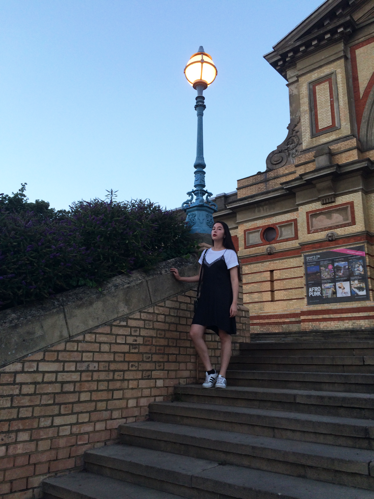 fashion blogger, outfit post, ootd, ootn, street style, stairs, slip dress, white t-shirt, zara