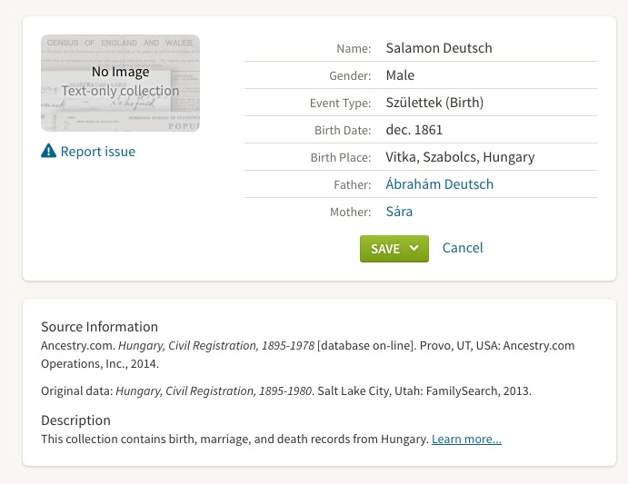 Transylvaniandutch Amanuensis Monday Birth Record For Salamon Deutsch Dec 1861