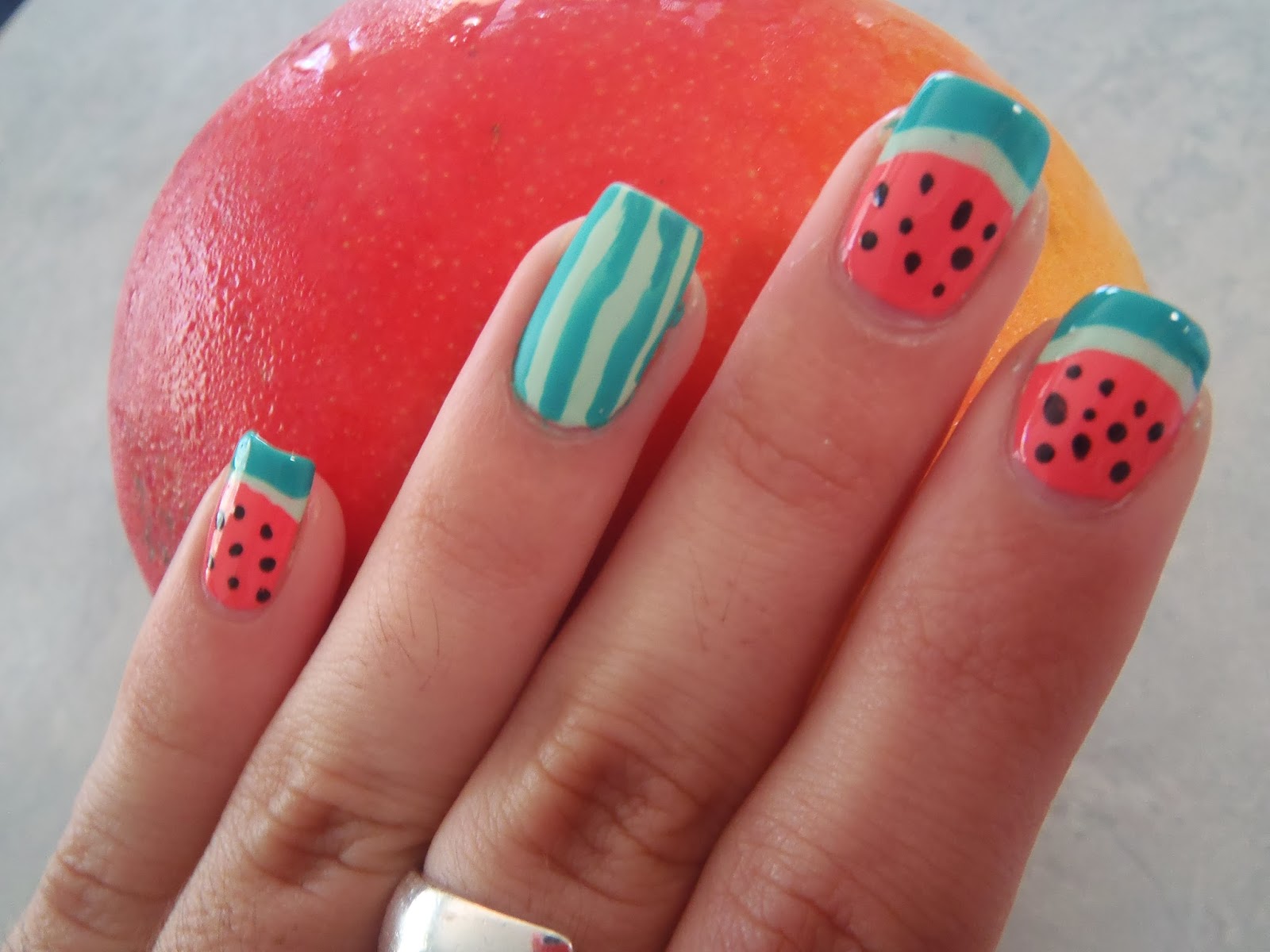 Watermelon Nail Art Designs for Short Nails - wide 3