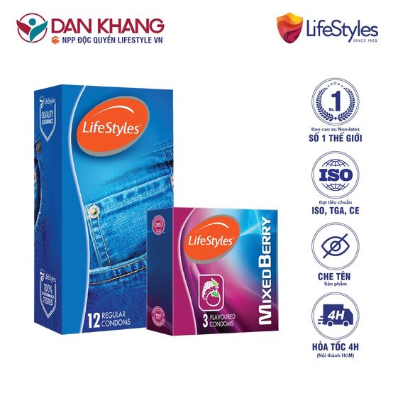 COMBO 1 HỘP BAO CAO SU CLASSIC (12 BAO/HỘP) + 1 HỘP BAO CAO SU MIXED BERRY (3 BAO/HỘP) - LIFESTYLES 12 sm 746642268717 1636356605084