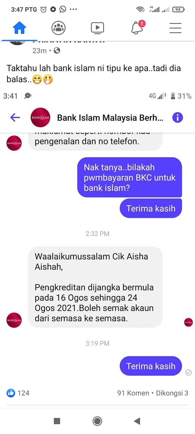 Bantuan bkc tarikh bayaran