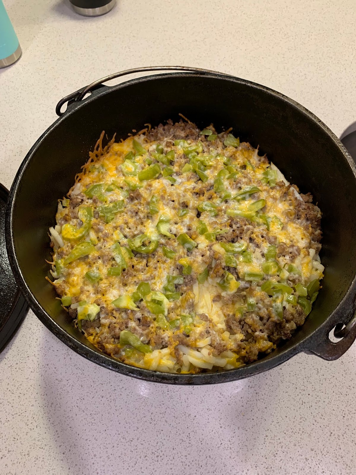 BYU Dutch Oven and Camp Cooking Hash Brown and Sausage Breakfast Strata