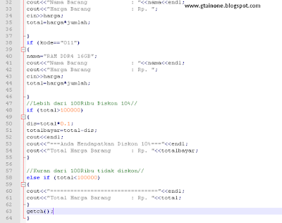 Contoh Program C++ Kode Barang, Harga dengan menentukan mendapatkan ...