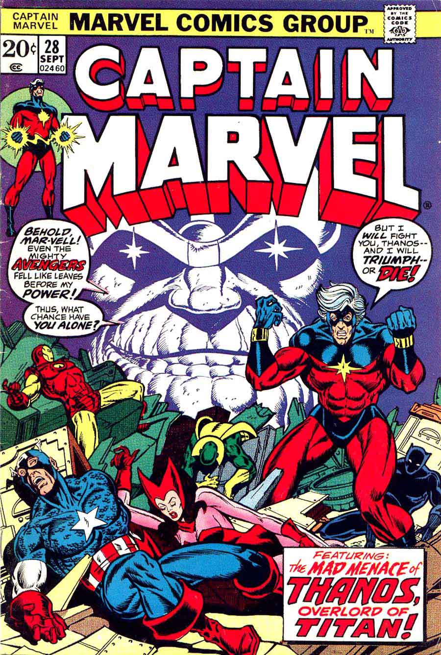 Captain Marvel #28 marvel 1970s bronze age comic book cover art by Jim Starlin