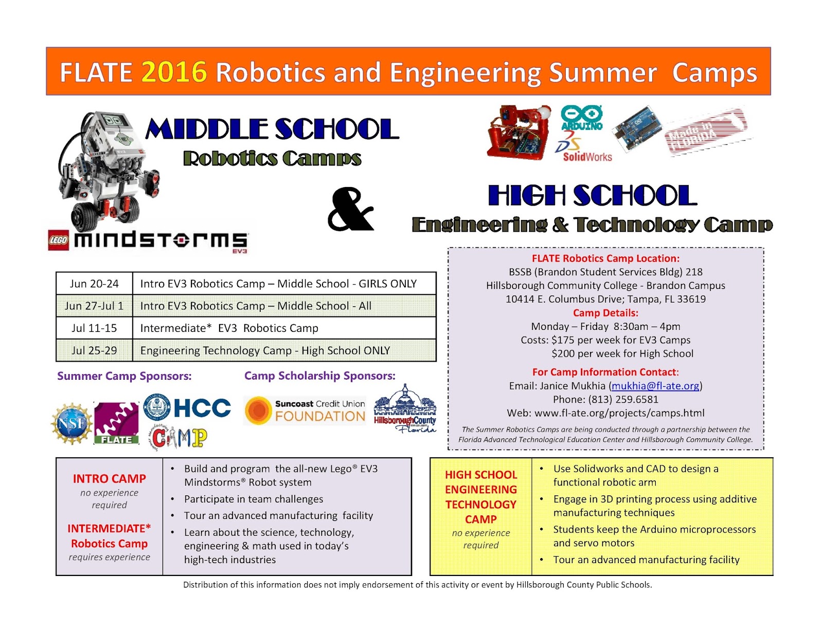 FLATE Focus Robotics Camp Season is Here! Sign up Now for a Summer of
