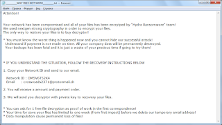 Hydra Ransomware note