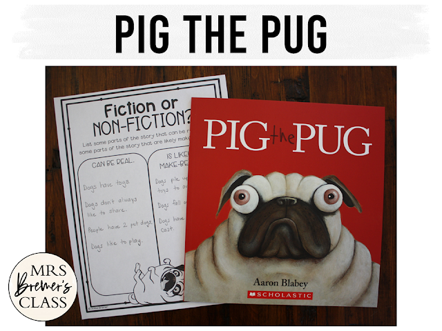 Pig the Pug book study activities unit with Common Core aligned literacy companion activities for Kindergarten and First Grade