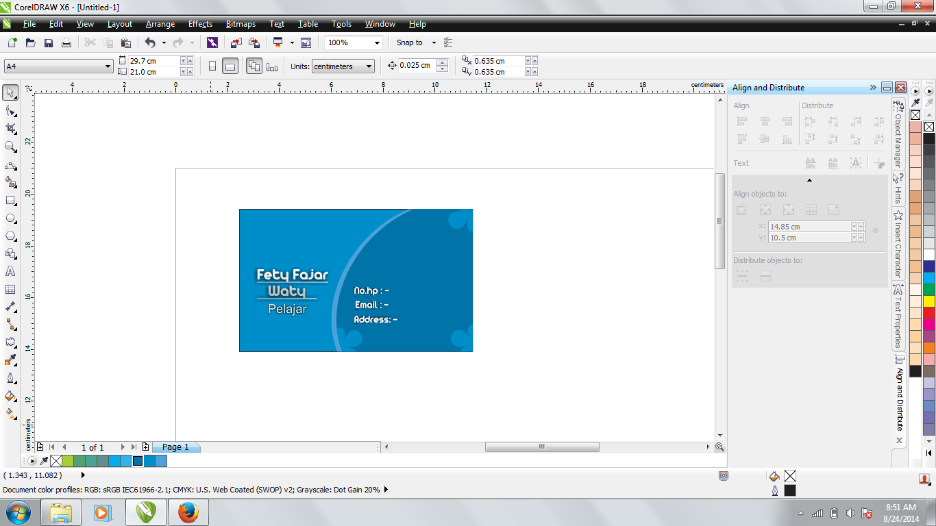 Cara membuat Kartu Nama menggunakan Corel Draw X6