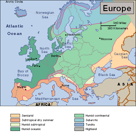 Map Of Climate Zones In Europe