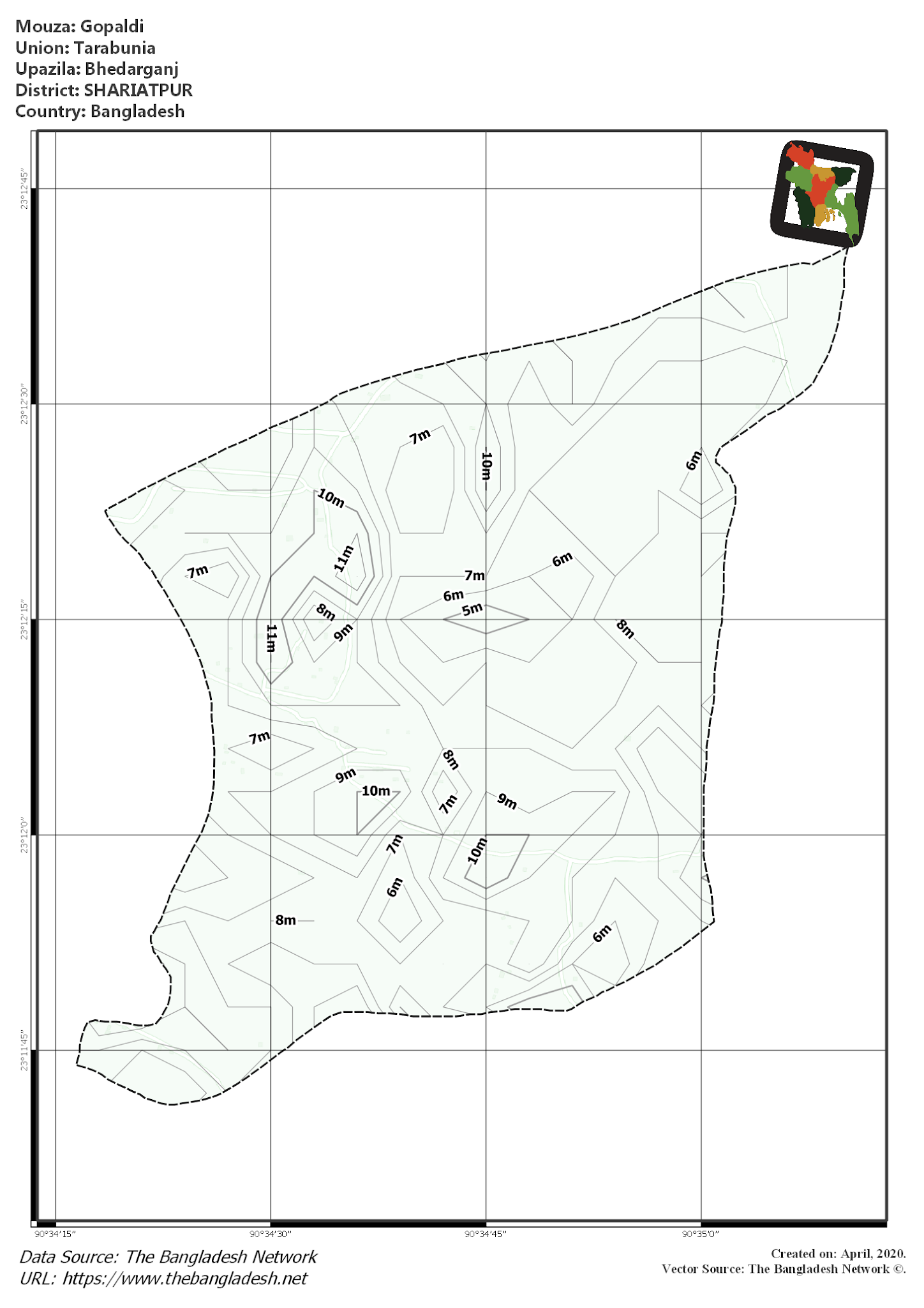 Map of Gopaldi Mouza of Bhedarganj Upazila, SHARIATPUR, Bangladesh.