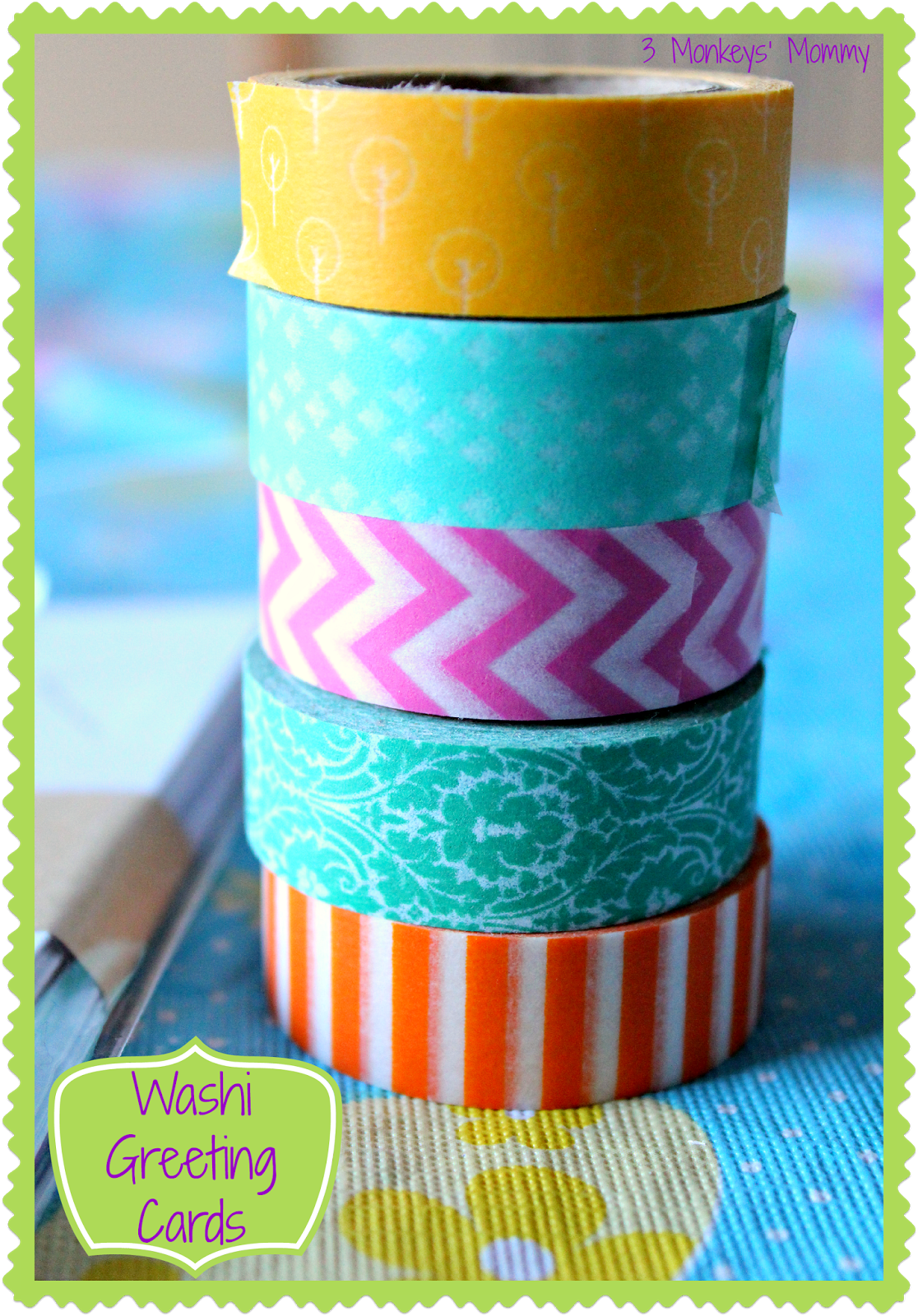 3 Monkeys' Mommy Simple DIY Washi Tape Greeting Cards