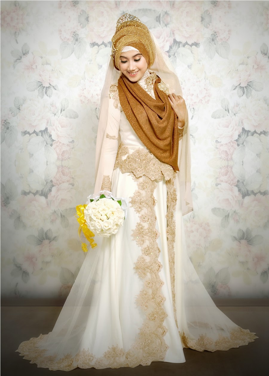 gaun pengantin muslimah modern