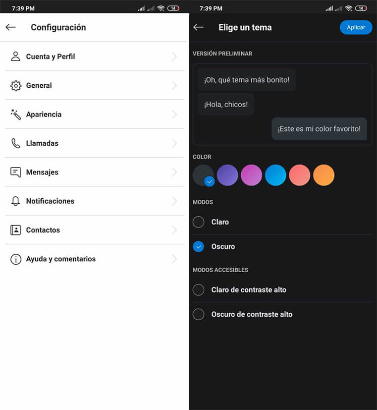Cómo activar el modo oscuro en tus aplicaciones favoritas de Android skype modo oscuro