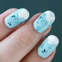 Glitter rain and cloud nail art makeup DIY tutorial