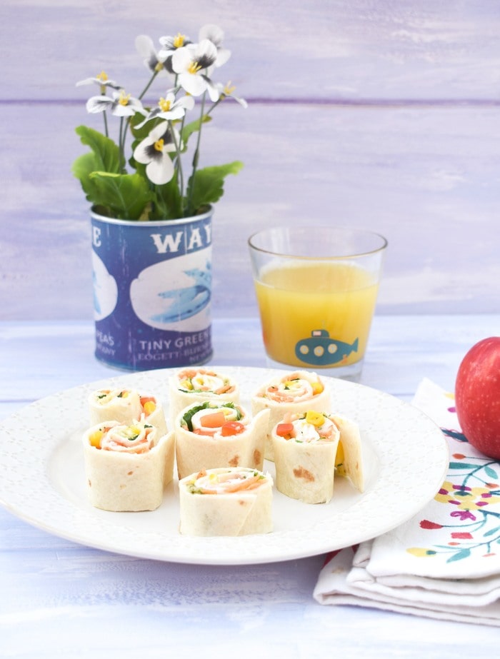 Vegetable pinwheel sandwiches on a cream plate Vegetable pinwheel sandwiches on a cream plate