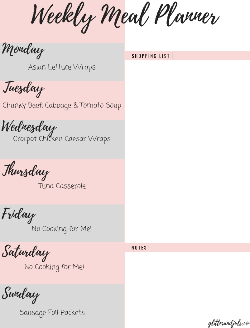 Meal Planner Template Weekly Menu Planner