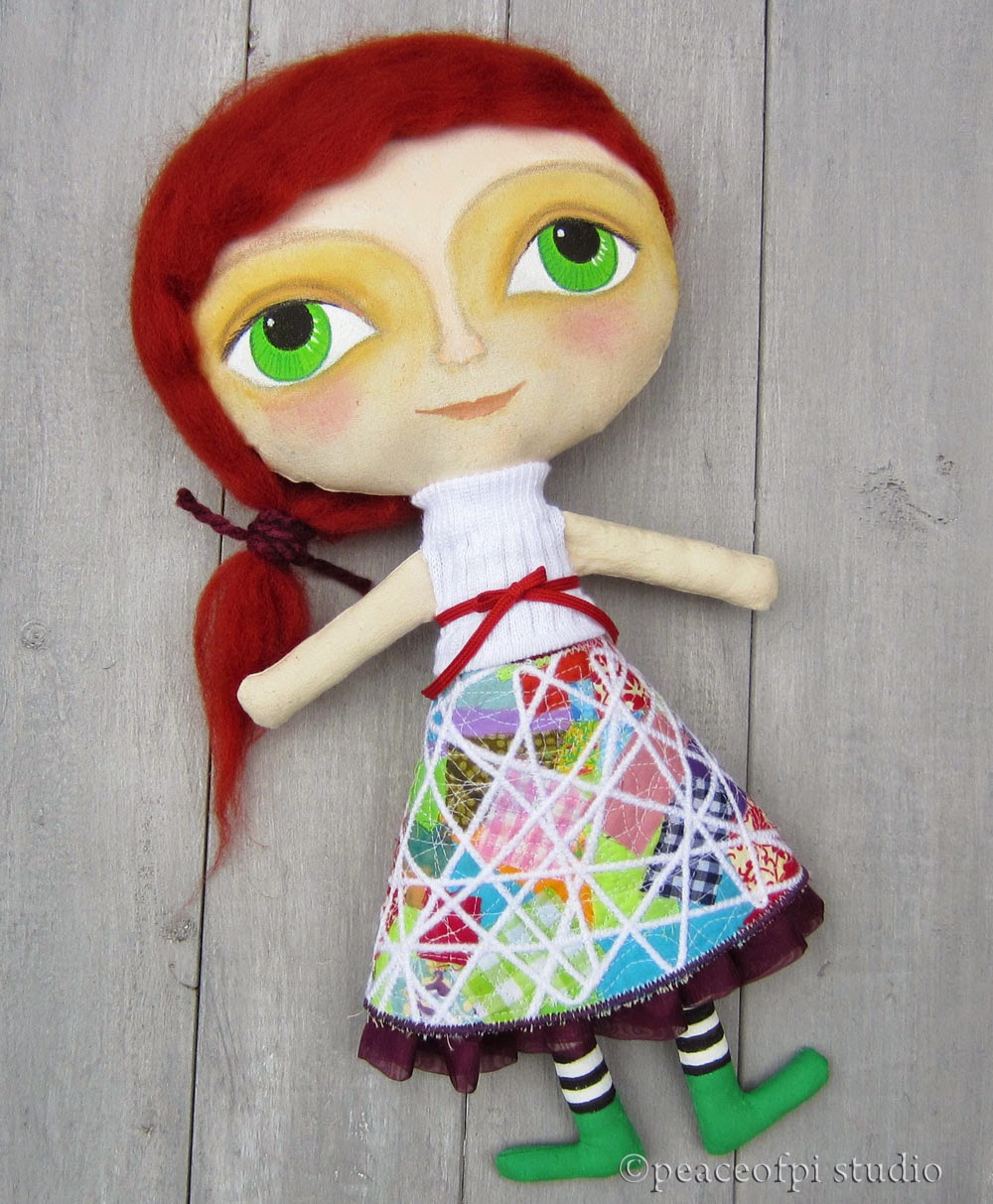 peaceofpi studio Cloth Art Doll with Big Eyes