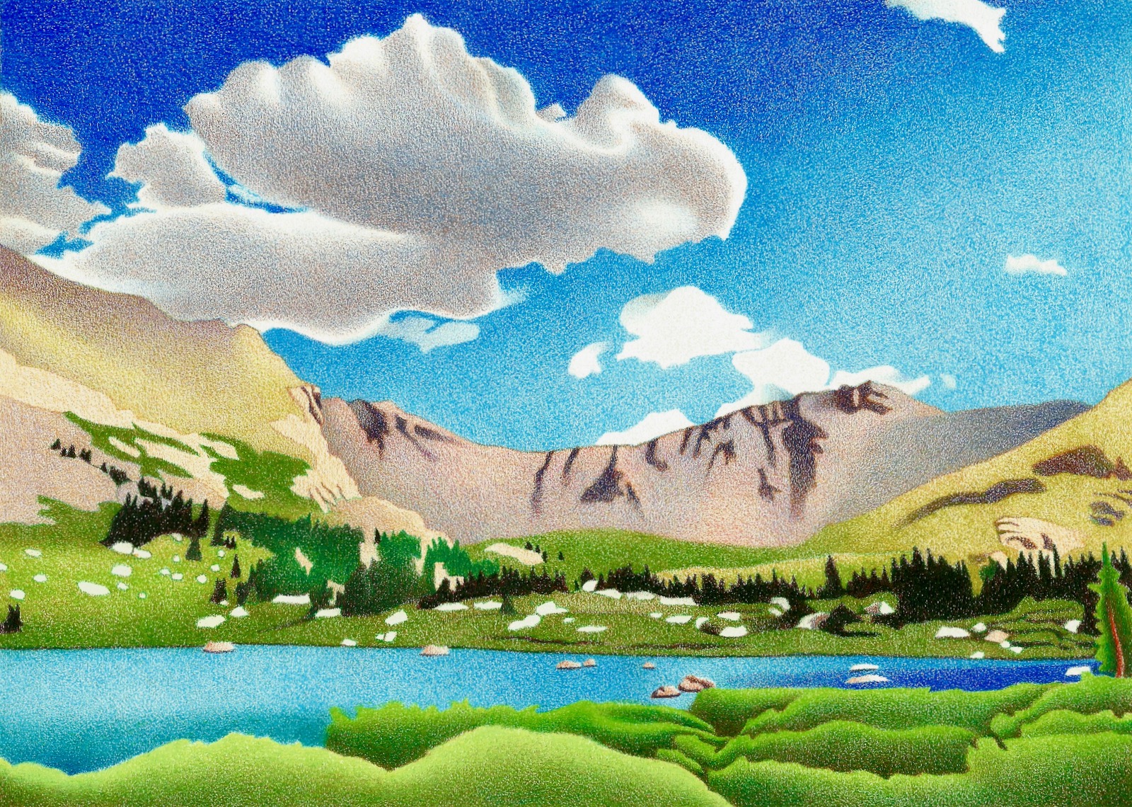 High Country Clouds Colored Pencil Drawing High Country Clouds Colored Pencil Drawing