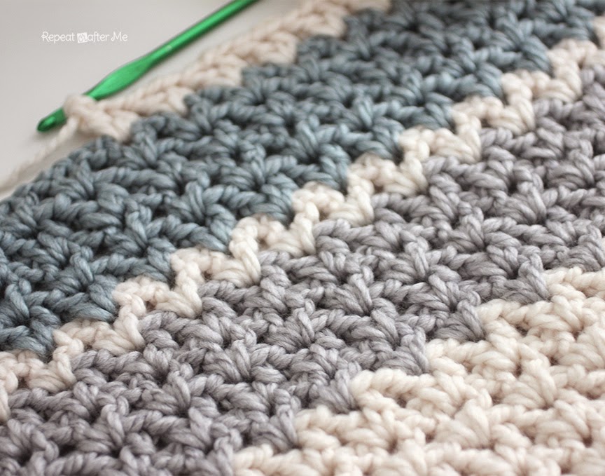 Repeat Crafter Me: Quick and Easy Chunky Crochet V-Stitch Afghan