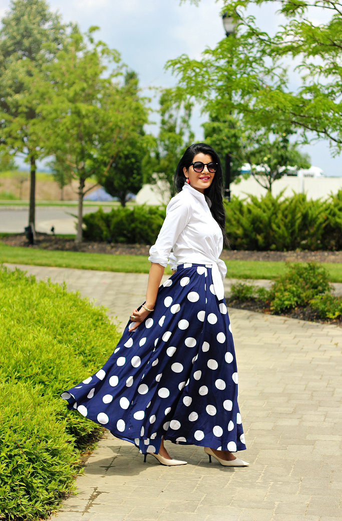 StyleDelights Lookbook Polka Dot Full Maxi Skirt