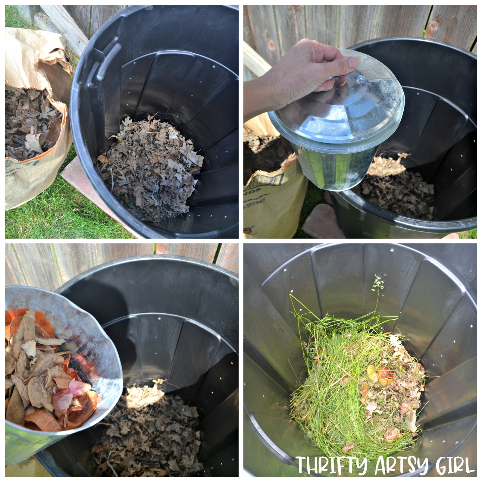 Thrifty Artsy Girl How to Make a Compost Bin from a 9 Garbage Can