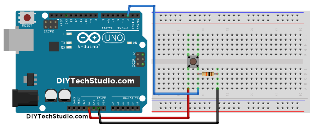 DIYTechStudio: How to connect a Push Button to Arduino UNO (Method 1