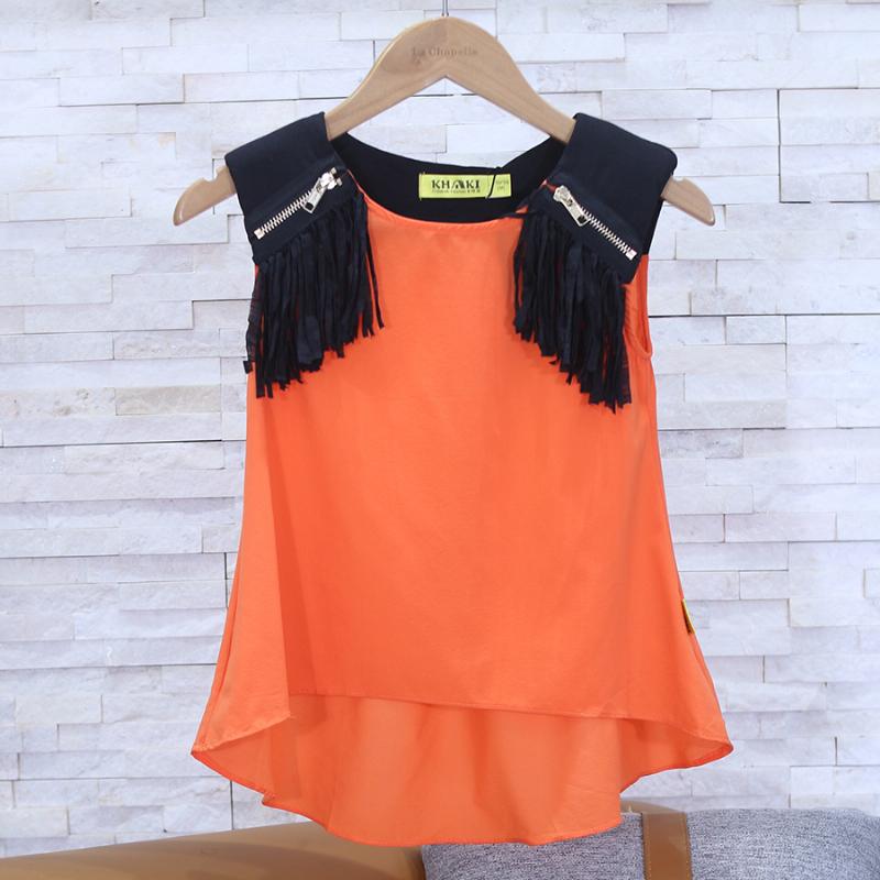 Áo Kiểu Lanh Phối Dây Kéo – Bé 3-13 tuổi – Thương Hiệu : Khaki 153473