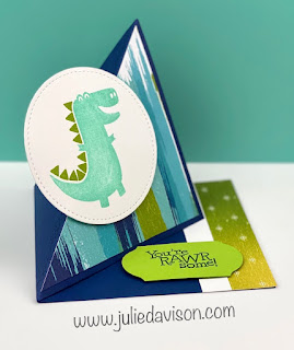 This or That? Stampin' Up! Dino Days Diagonal Easel Cards + VIDEO Tutorial ~ www.juliedavison.com #stampinup