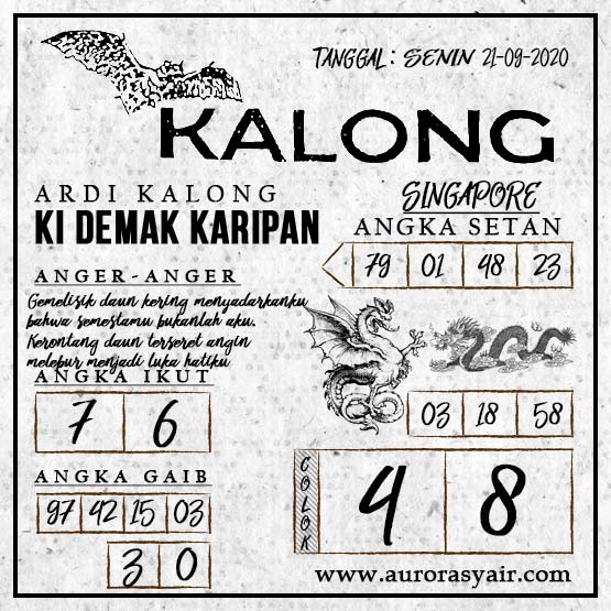 SYAIR KALONG & GENDAM PERAWAN SINGAPORE TOTO SENIN, 21 ...